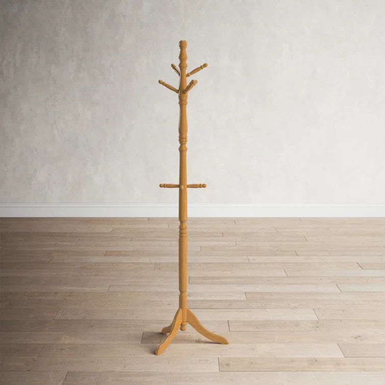 Gaston 10 - Hook Freestanding Solid Wood Coat Rack