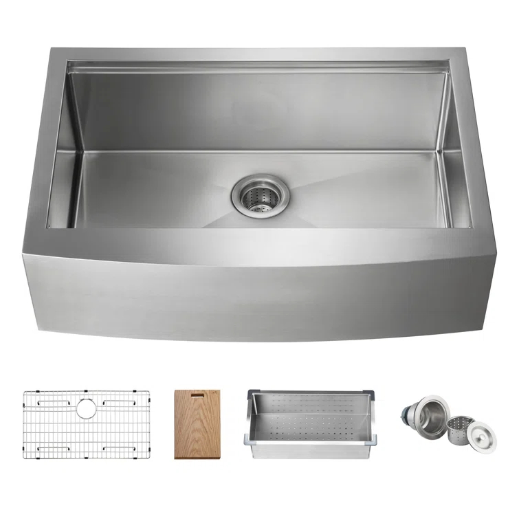 KIBI 33'' L Farmhouse / Apron Single Bowl Stainless Steel Kitchen Sink K1-SF33T