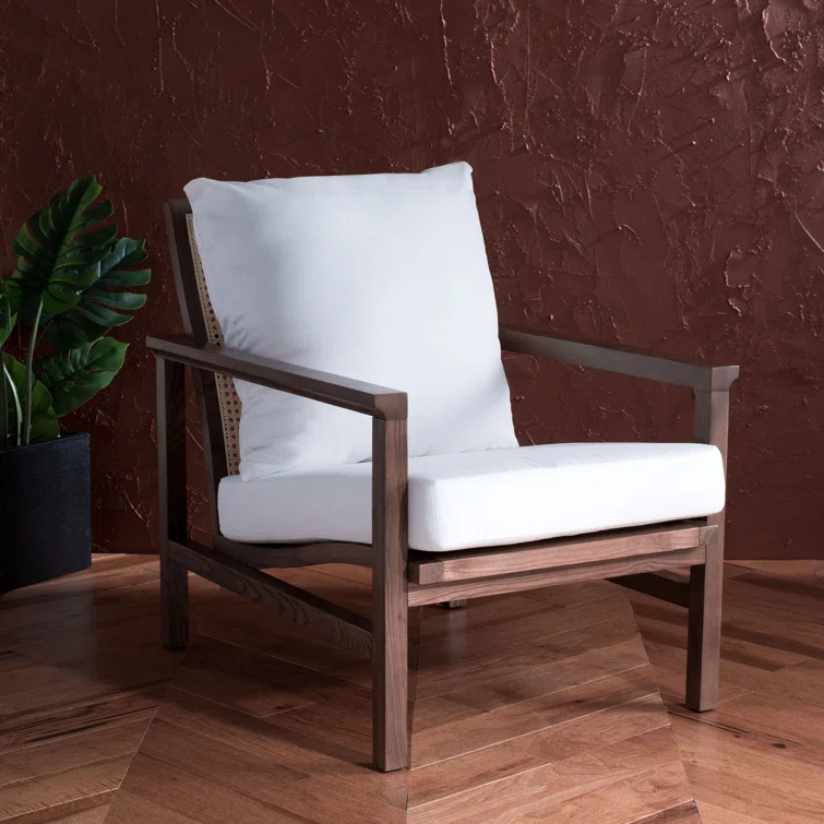 Madison Black & Natural Ash Wood Rattan Mesh Accent Chair