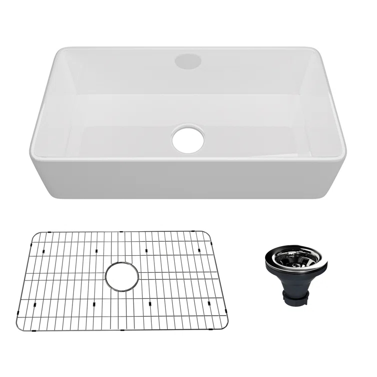 Farmhouse / Apron Single Bowl Fireclay Kitchen Sink