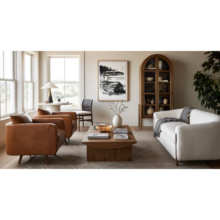 Rounded Back Leather Swivel Chair