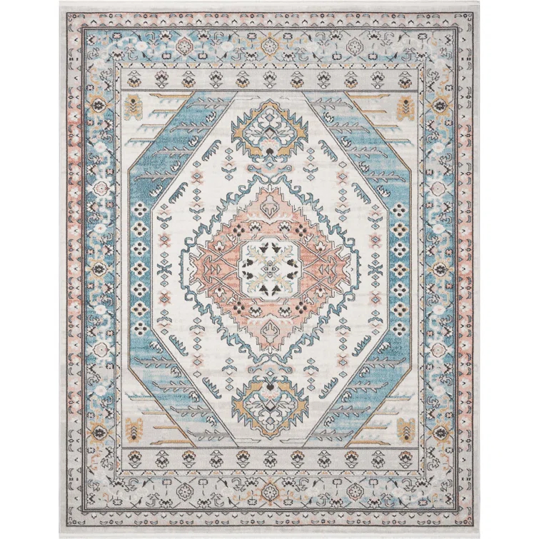 Espinal Oriental Blue/Ivory Area Rug