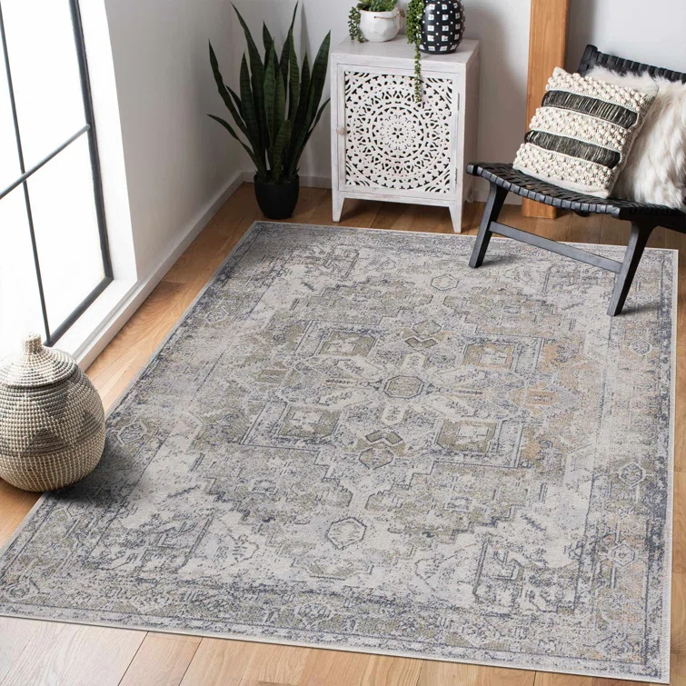Medallion Design Performance Beige Machine Washable Area Rug