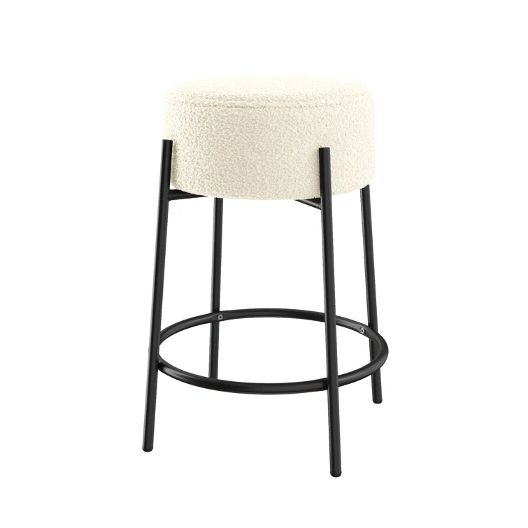 Upholstered Counter Stool with Metal Frame