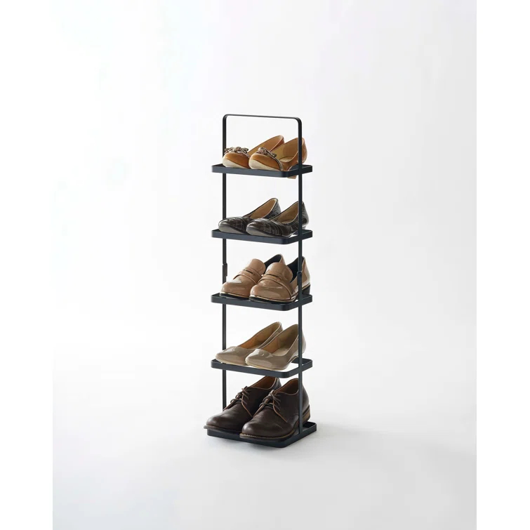 Yamazaki Home Steel Upright 5 Pair Shoe Rack with Handle