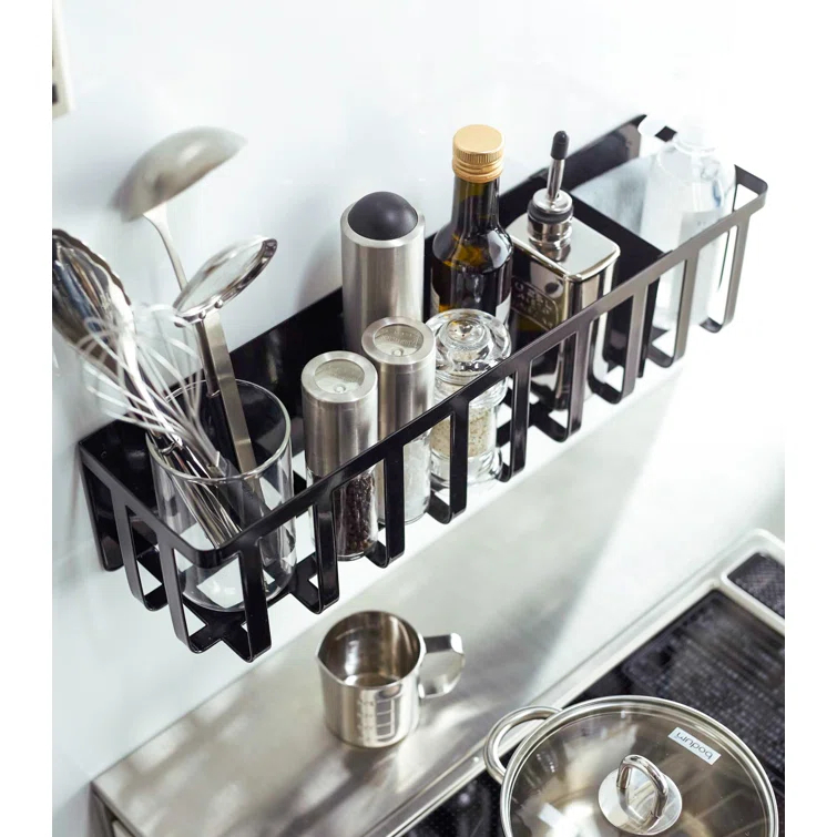 Yamazaki Home Yamazaki Home Magnet Kitchen Storage Basket - Utensil Wall Organizer, Steel, Sliding Divider