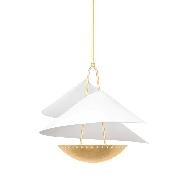 Sheridan Pendant Light - Brass and White / 24" Dia