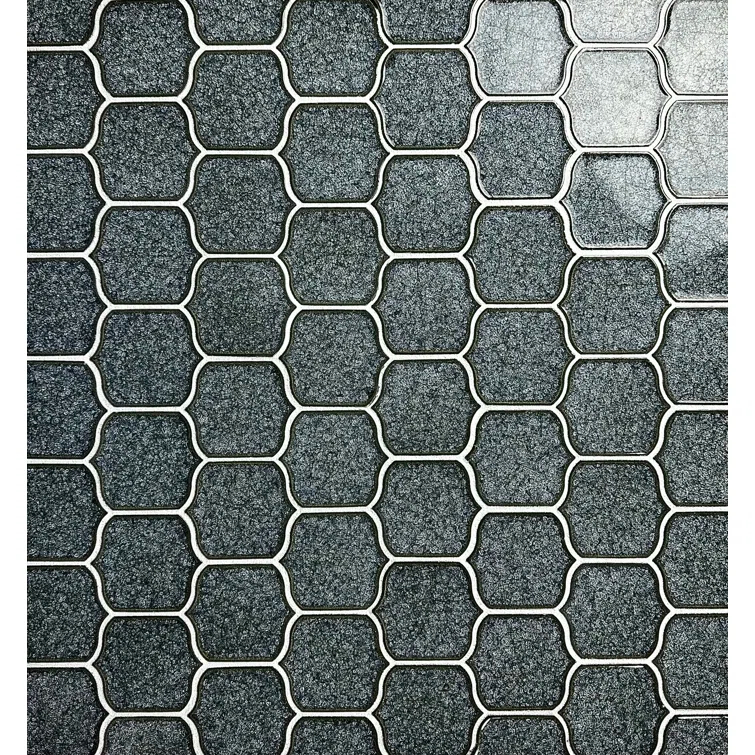 Classical Lantern Blue Ornate 12" x 12" Straight Edge Porcelain Mosaic Tile