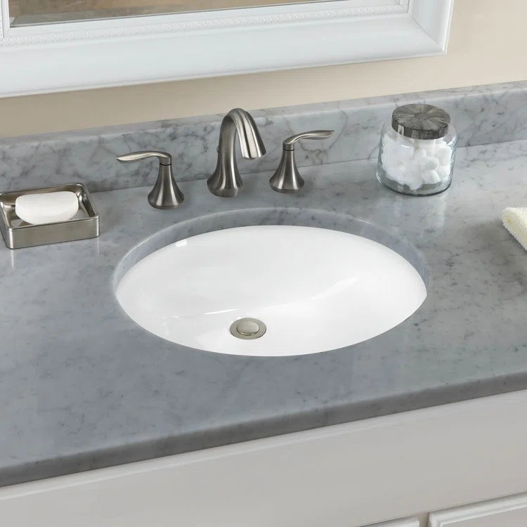 Rendezvous® Vitreous China Oval Undermount Bathroom Sink with Overflow