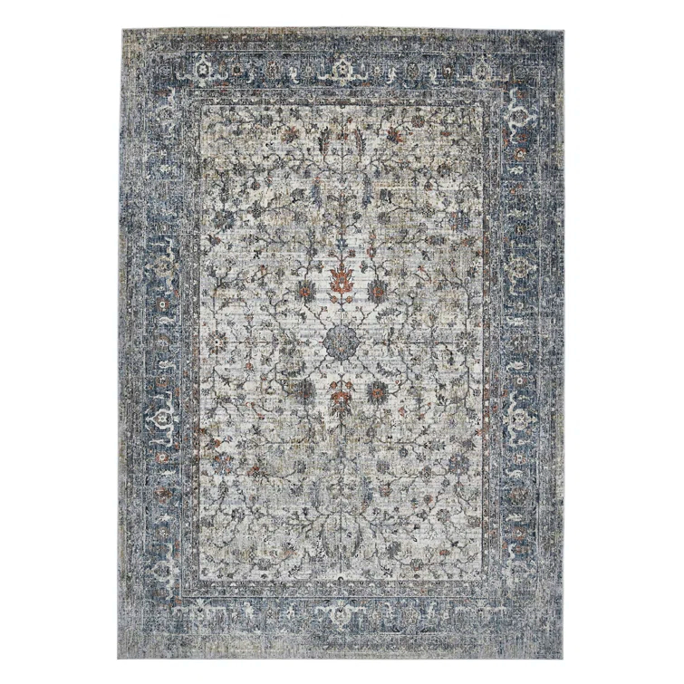 Elynna Transitional Bordered Premium Polyester Performance Area Rug