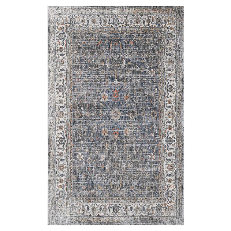 Elynna Transitional Bordered Premium Polyester Performance Area Rug