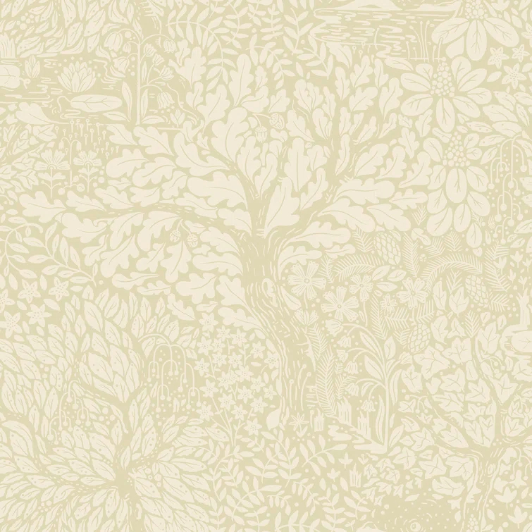 Olle Beige Forest Sanctuary Non-Woven Wallpaper Roll