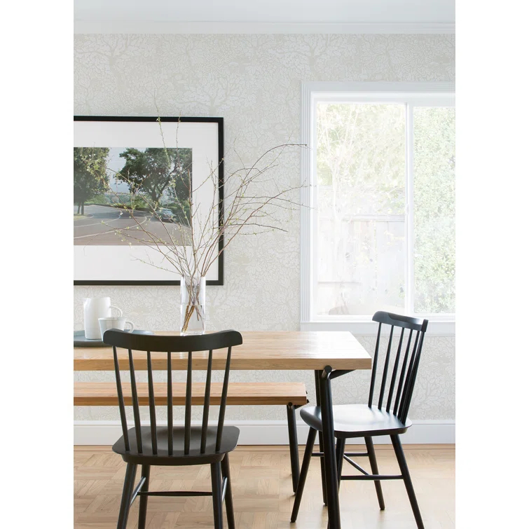 Olle Off-White Cream Forest Sanctuary Paper Matte Non-Pasted Wallpaper Roll