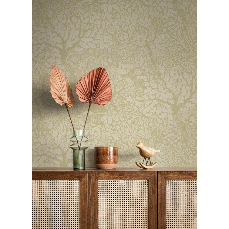 Olle Green Forest Sanctuary Paper Matte Non-Pasted Wallpaper Roll