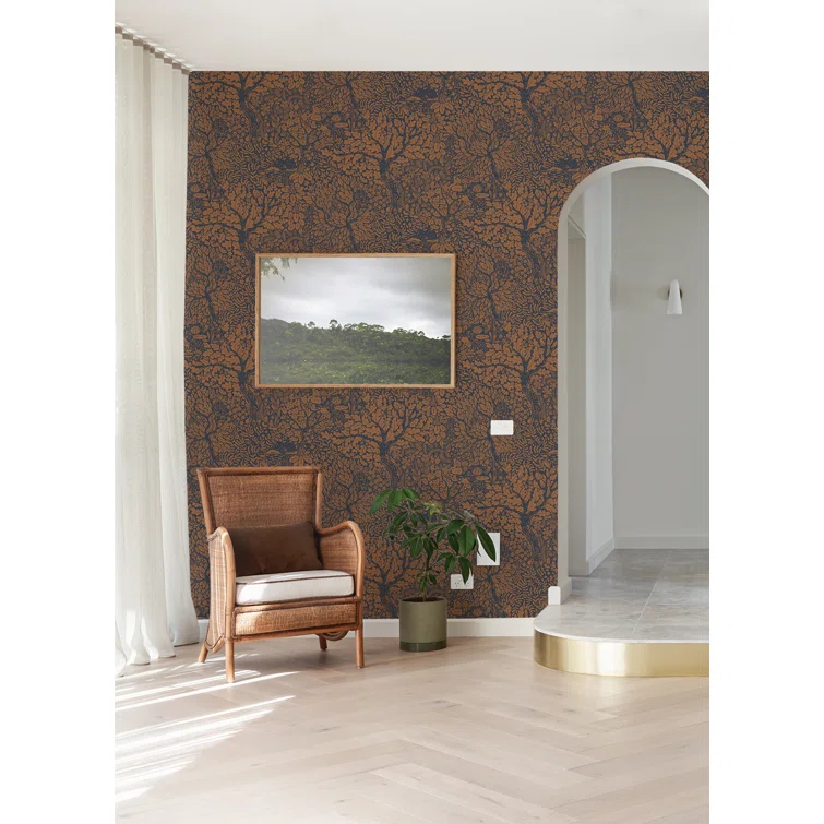 Olle Orange Forest Sanctuary Paper Matte Non-Pasted Wallpaper Roll