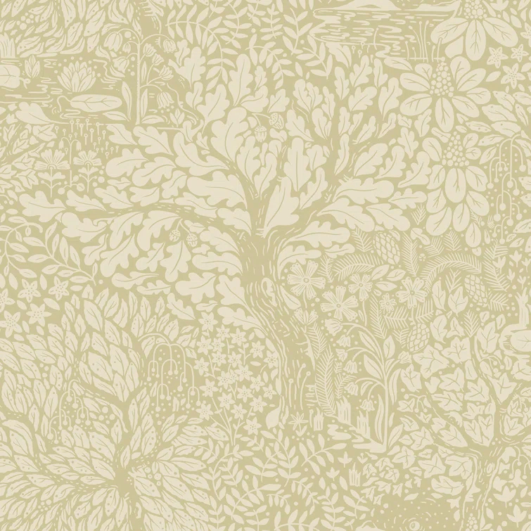 Olle Green Forest Sanctuary Paper Matte Non-Pasted Wallpaper Roll