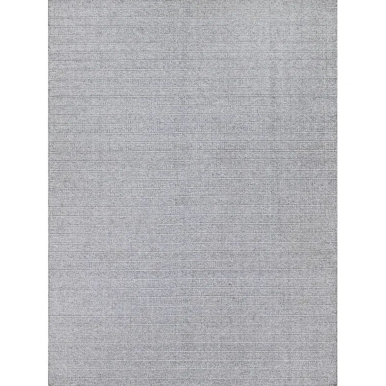 Rectangle Nova Stripped Handmade Flatweave Recycled P.E.T. Indoor Area Rug in Gray