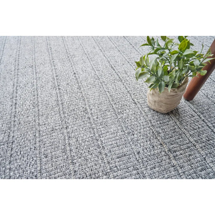 Rectangle Nova Stripped Handmade Flatweave Recycled P.E.T. Indoor Area Rug in Gray