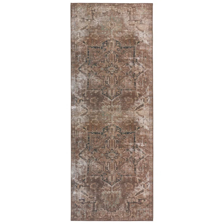 Kate Lester + Jaipur Living Machine Washable Minita Medallion Brown/ Tan Rug