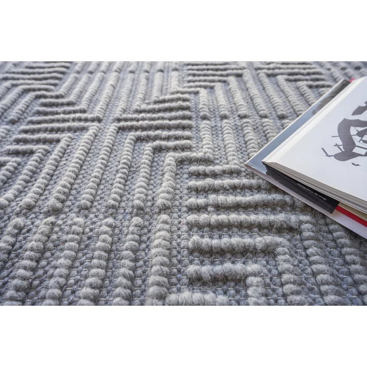 Rectangle Manzoni Gray Handmade Cotton/Viscose Area Rug