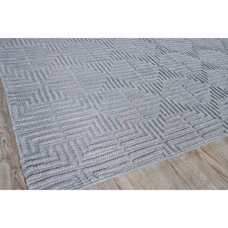 Rectangle Manzoni Gray Handmade Cotton/Viscose Area Rug