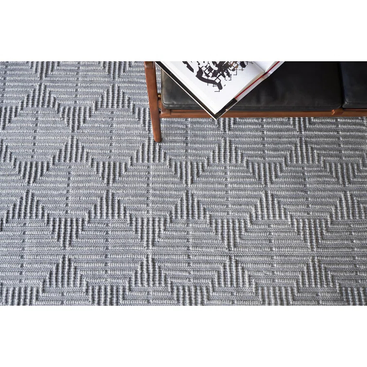 Rectangle Manzoni Gray Handmade Cotton/Viscose Area Rug
