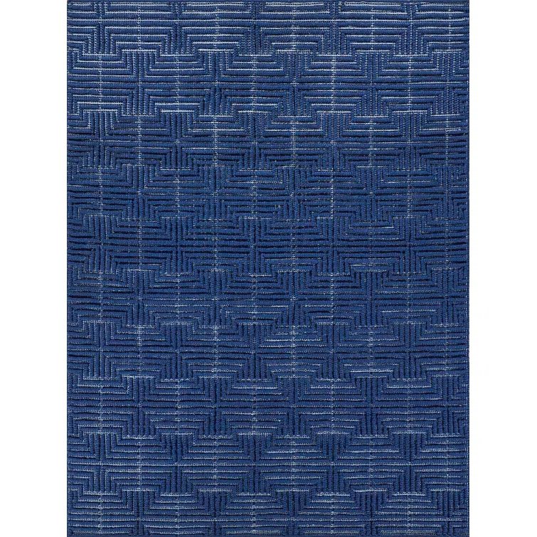 Exquisite Rugs Manzoni Handmade Hand Loomed New Zealand Wool Navy Area Rug