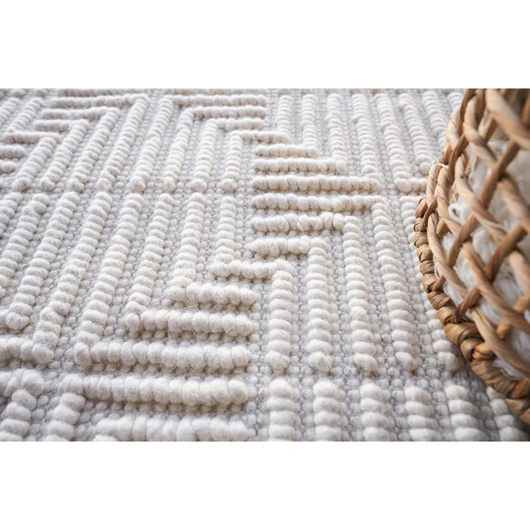 Rectangle Manzoni Ivory Handmade Cotton/Viscose Area Rug