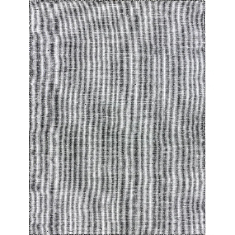 Rectangle Lenzi Handmade Flatweave Recycled P.E.T. Area Rug in Black/Ivory