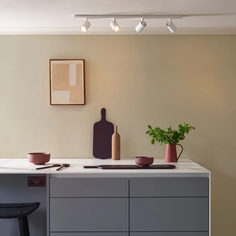 Contemporary Textured White Metal LED Spotlight Track, 35"