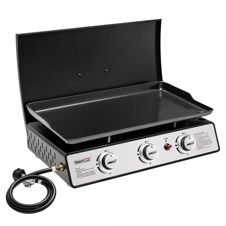 Royal Gourmet 3-Burner Portable Gas Grill Griddle with Top Hard Cover