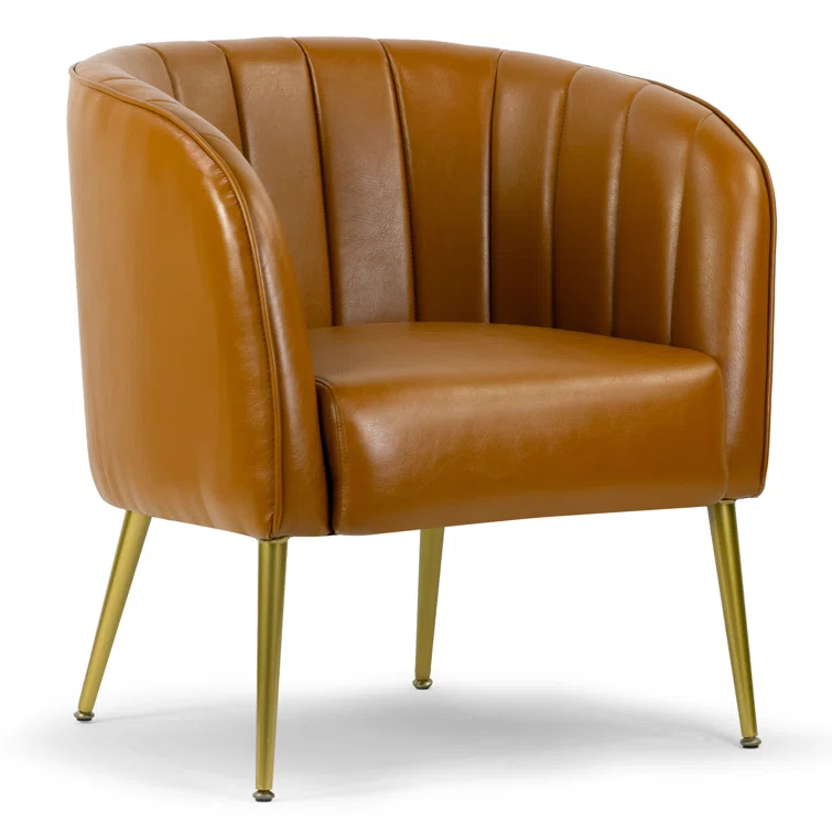 Gjylnaze Faux Leather Barrel Chair