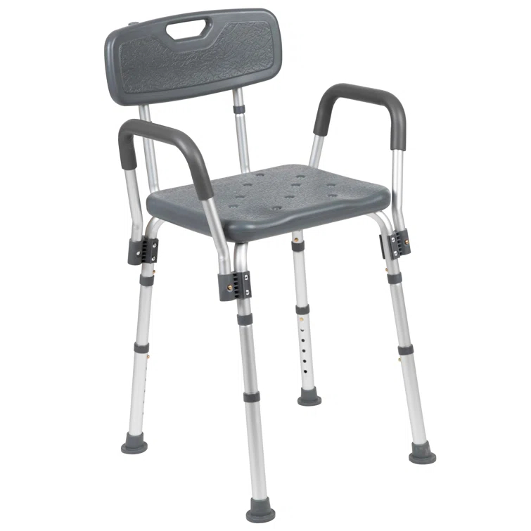 DC-HY3523L-GRY-GG Jane Aluminum Height Adjustable Bath and Shower Chair