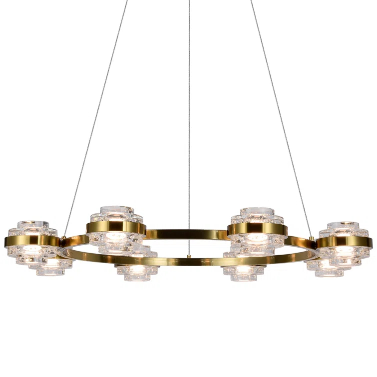 Milano 33-In Ring 8-Light Height Adjustable ETL Certified Integrated LED Circular Chandelier