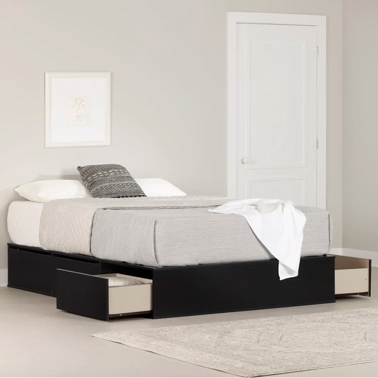 Fusion Queen 6-Drawer Platform Bed Pure Black