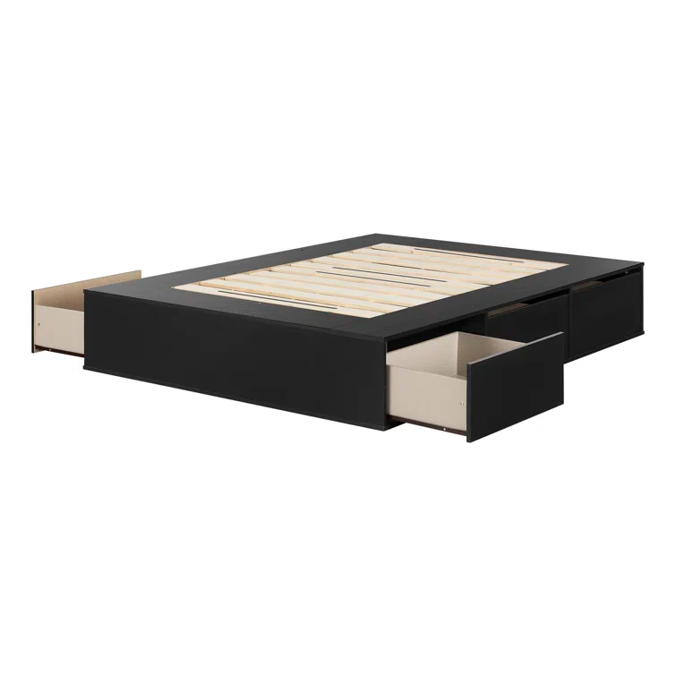 Fusion Queen 6-Drawer Platform Bed Pure Black