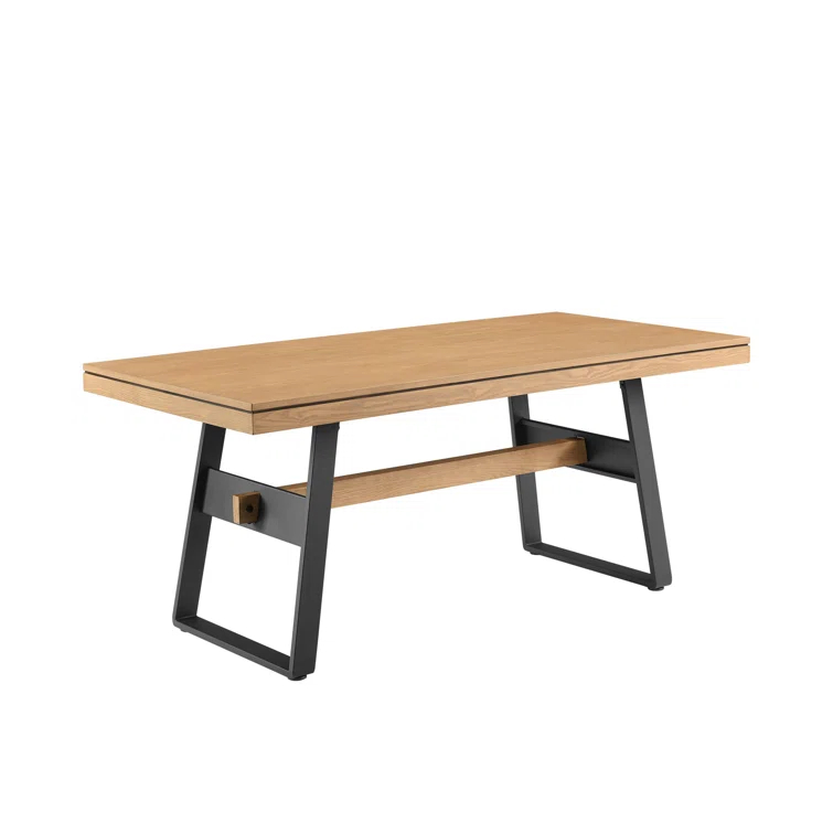 Ash Metal Base Dining Table