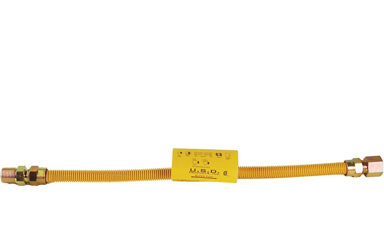 Avalon SS Flex Gas Line 3/8Â X 24Â Yellow W/ 1/2ÂMIP X 1/2ÂFIP Ends