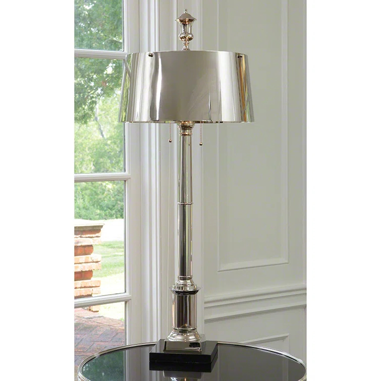 Grand Library 48" Nickel Table Lamp with Marble Base