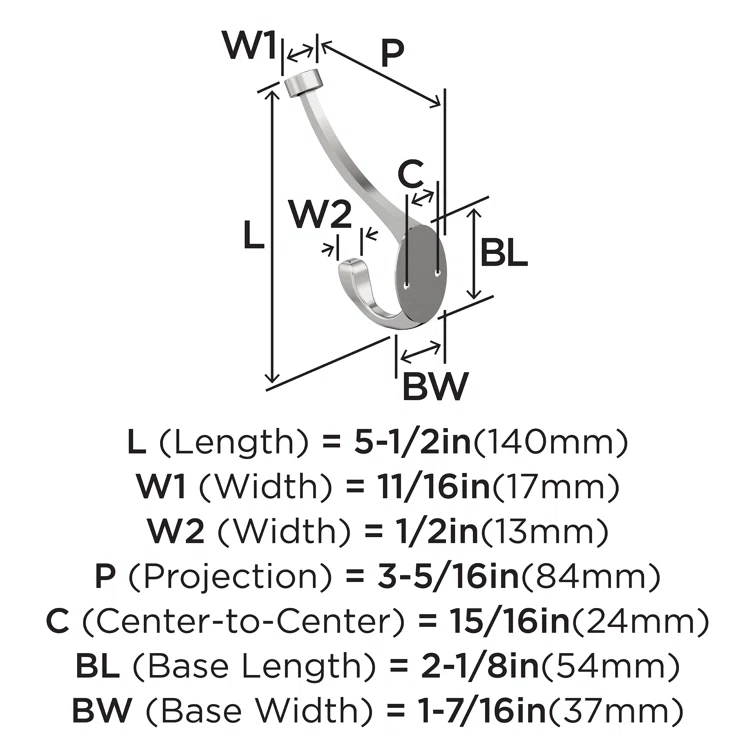 Adare Traditional Double Prong Decorative Wall Hook