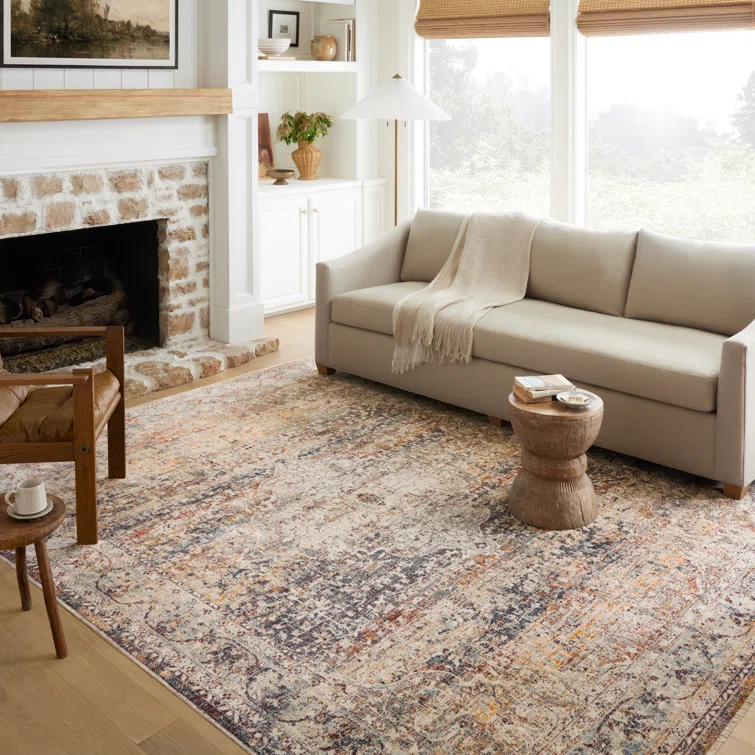 Loloi Rugs Sorrento Oriental Machine Made Power Loom Polyester Area Rug in Natural