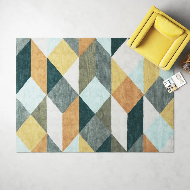 Eton Hand Tufted Wool Yellow/Gray/Orange Rug