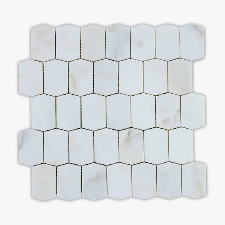 Direct Stone Source Calacatta Picket 11" x 11" Marble Novelty Mosaic Wall & Floor Tile (Set of 5)
