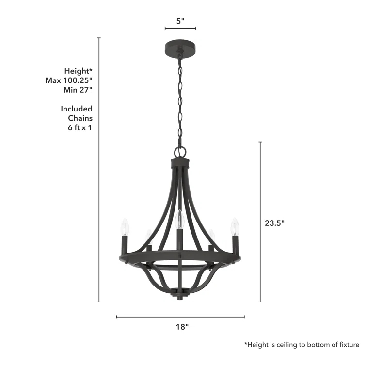 Perch Point 5 Light Candle Style Wagon Wheel Chandelier