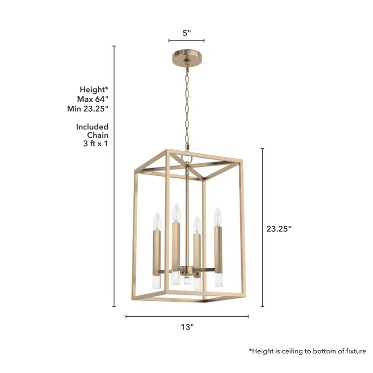Hunter Sunjai 4 Light Pendant 13 Inch Ceiling Light Fixture