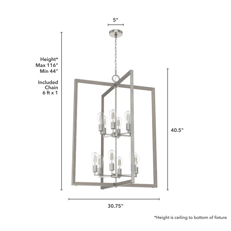 Woodburn 12 Light 30.5 Inch Foyer Pendant Ceiling Light Fixture