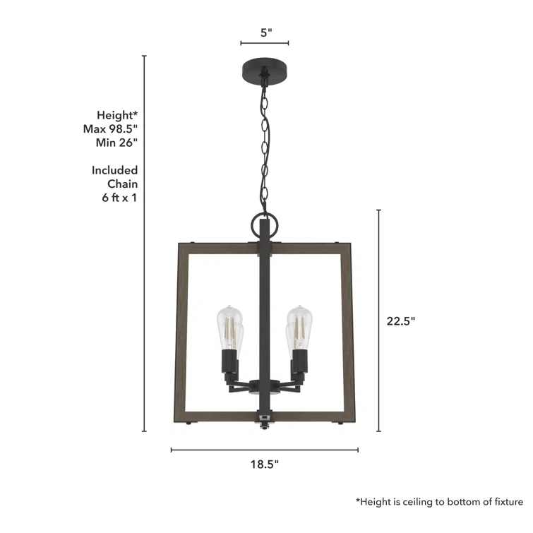 Hunter Fan Woodburn 4 Light 18 Inch Pendant Ceiling Light Fixture