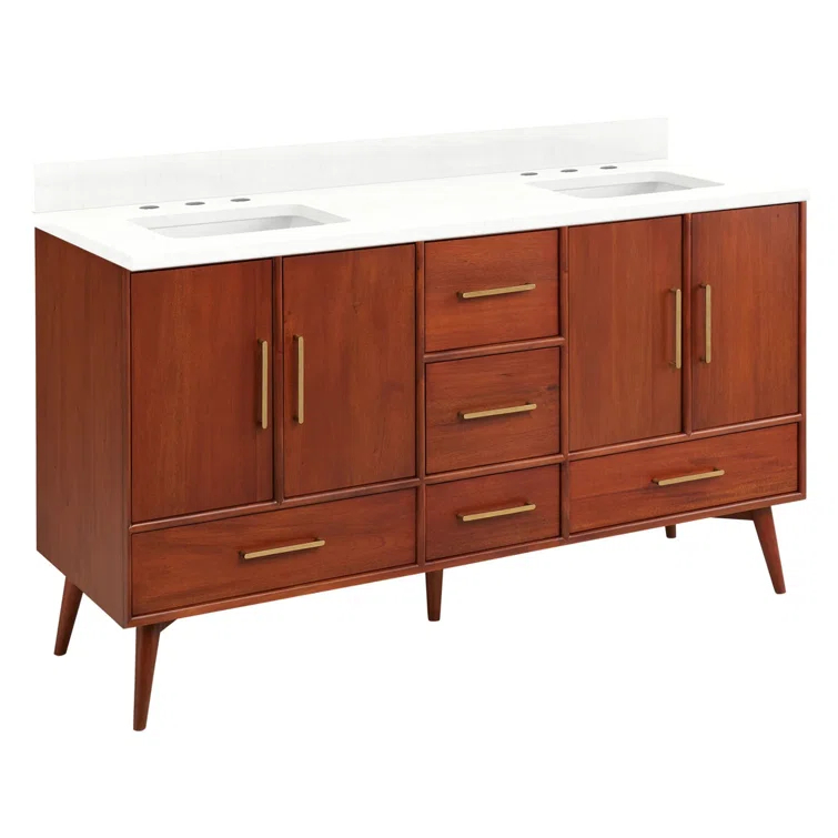 60" Novak Double Bathroom Vanity Set with Rectangular Undermount Sinks