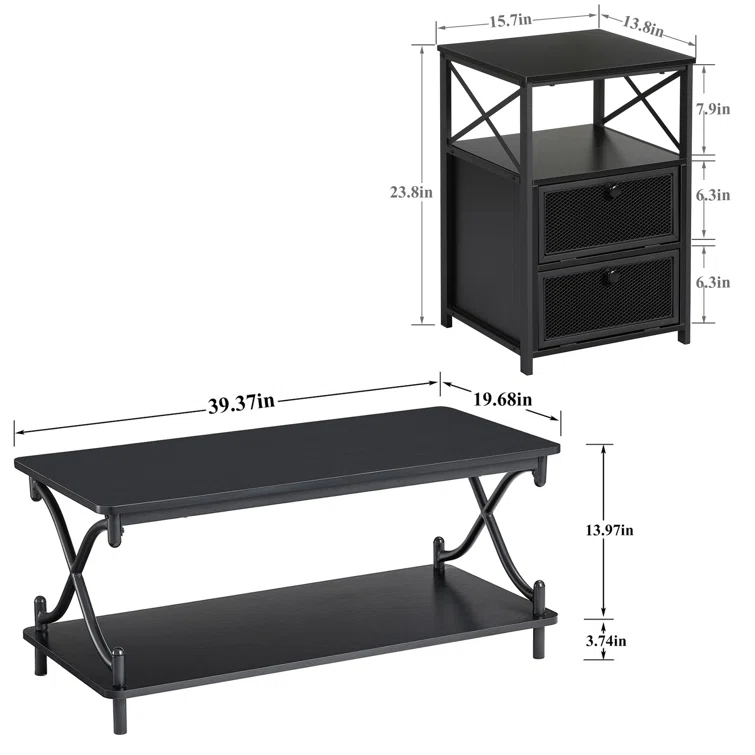 Kempst 3 - Piece Living Room Table Set