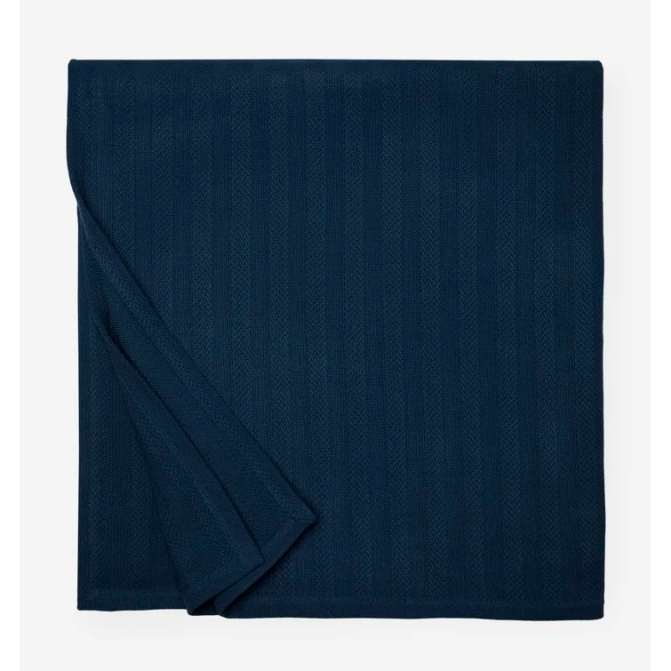 Tavira Sophisticated Navy Twin Cotton Woven Blanket